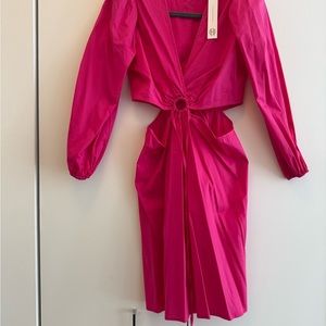 House of Harlow 1960 Pink Wrap Sheath Dress with Bishop Sleeves